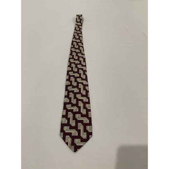 Hickey Freeman Brand Hand Sewn In The US 100% Fine Italian Silk Geometric - Picture 2 of 8